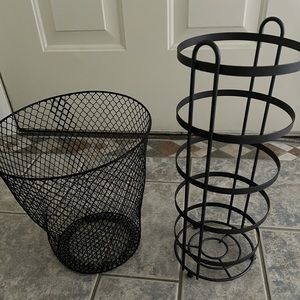 Toilet paper holder and wastebasket bathroom